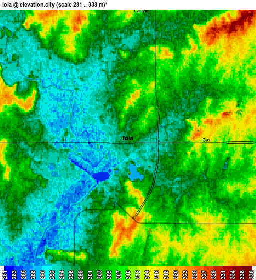 Zoom OUT 2x Iola, United States elevation map