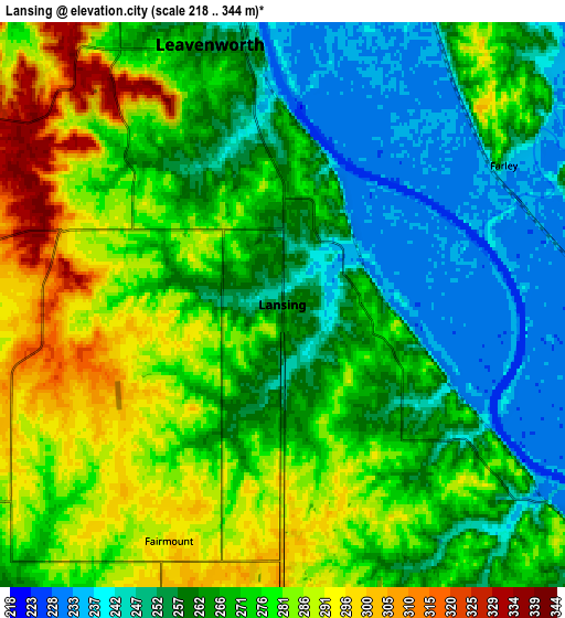 Zoom OUT 2x Lansing, United States elevation map