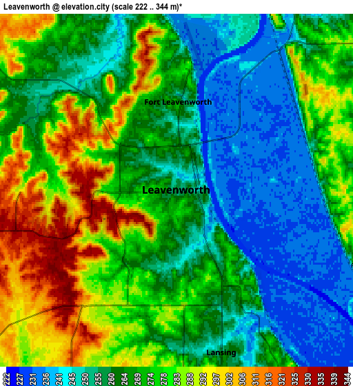 Zoom OUT 2x Leavenworth, United States elevation map