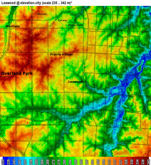 Zoom OUT 2x Leawood, United States elevation map