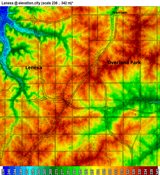 Zoom OUT 2x Lenexa, United States elevation map