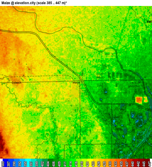 Zoom OUT 2x Maize, United States elevation map