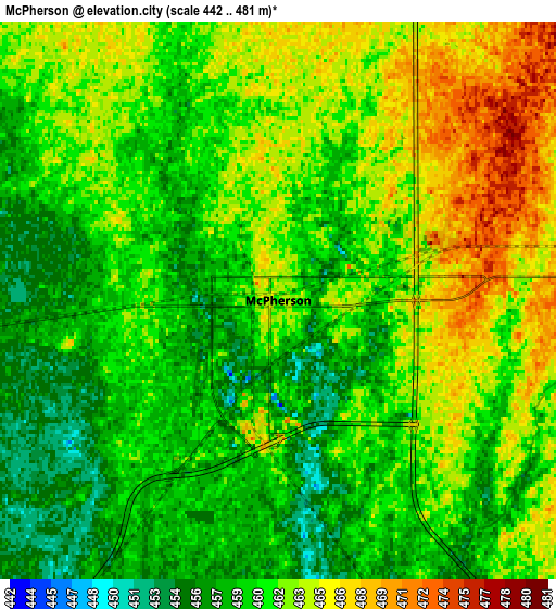 Zoom OUT 2x McPherson, United States elevation map