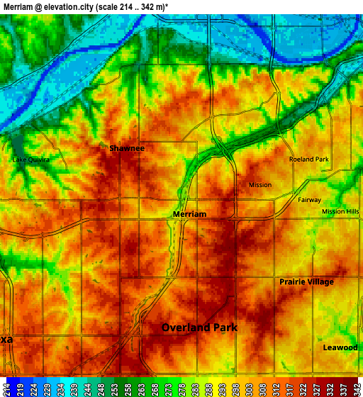Zoom OUT 2x Merriam, United States elevation map