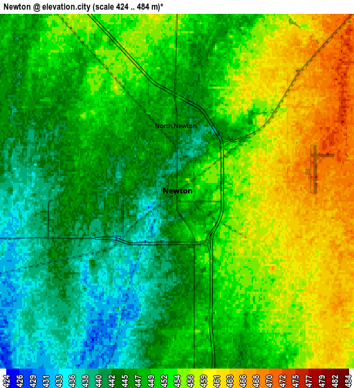 Zoom OUT 2x Newton, United States elevation map