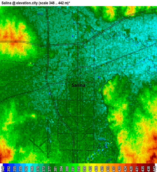 Zoom OUT 2x Salina, United States elevation map