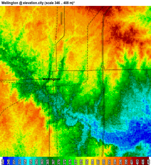 Zoom OUT 2x Wellington, United States elevation map