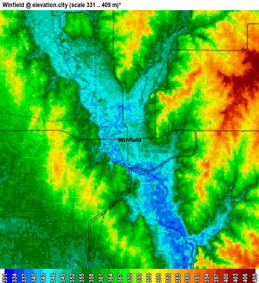 Zoom OUT 2x Winfield, United States elevation map