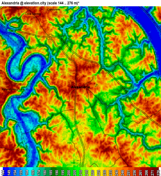 Zoom OUT 2x Alexandria, United States elevation map