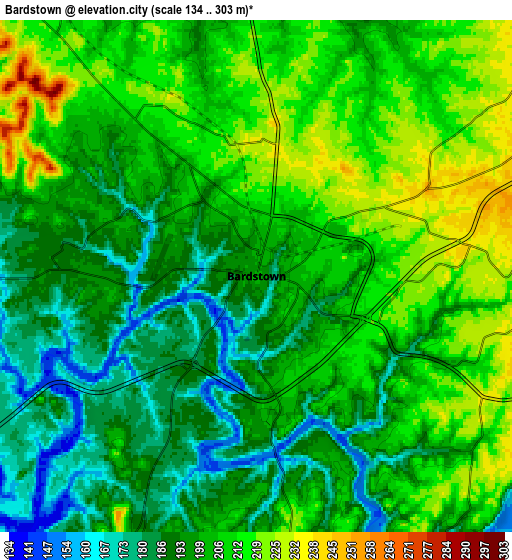 Zoom OUT 2x Bardstown, United States elevation map