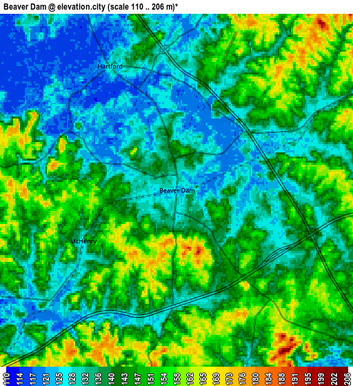 Zoom OUT 2x Beaver Dam, United States elevation map