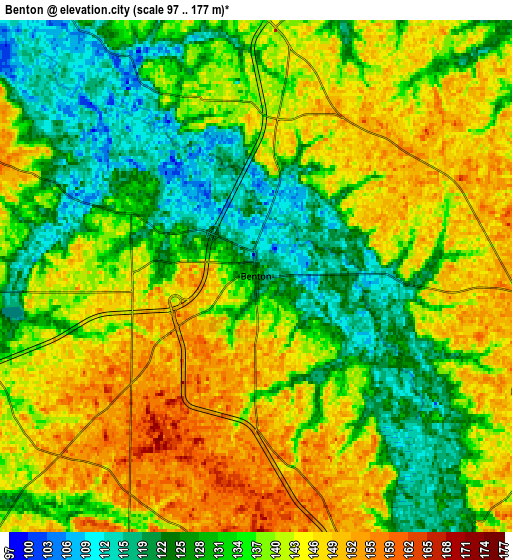 Zoom OUT 2x Benton, United States elevation map