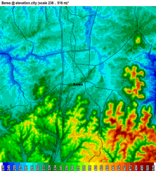 Zoom OUT 2x Berea, United States elevation map