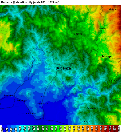 Zoom OUT 2x Bubanza, Burundi elevation map