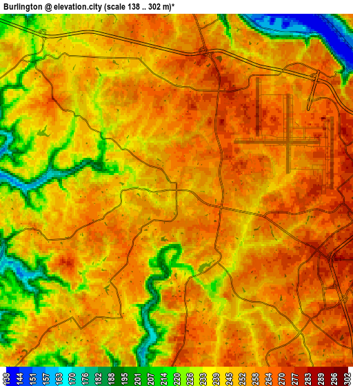 Zoom OUT 2x Burlington, United States elevation map