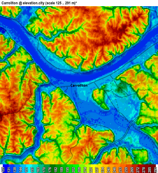 Zoom OUT 2x Carrollton, United States elevation map