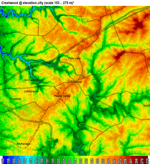 Zoom OUT 2x Crestwood, United States elevation map