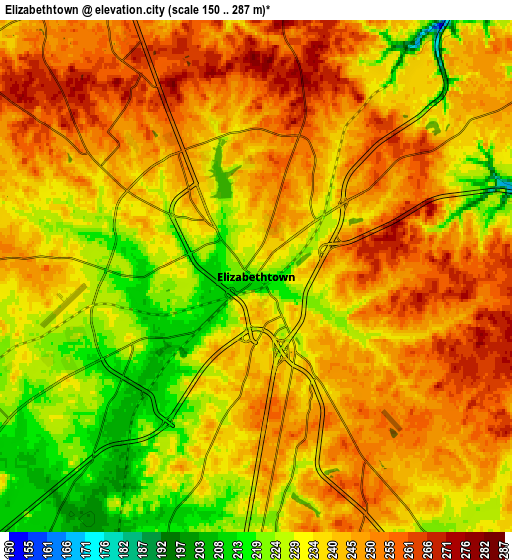 Zoom OUT 2x Elizabethtown, United States elevation map