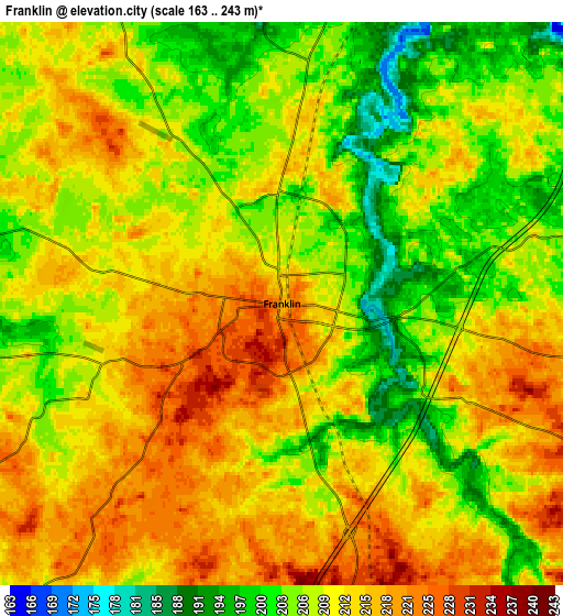 Zoom OUT 2x Franklin, United States elevation map