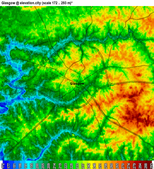 Zoom OUT 2x Glasgow, United States elevation map