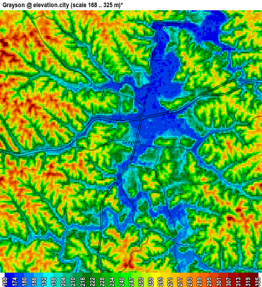 Zoom OUT 2x Grayson, United States elevation map