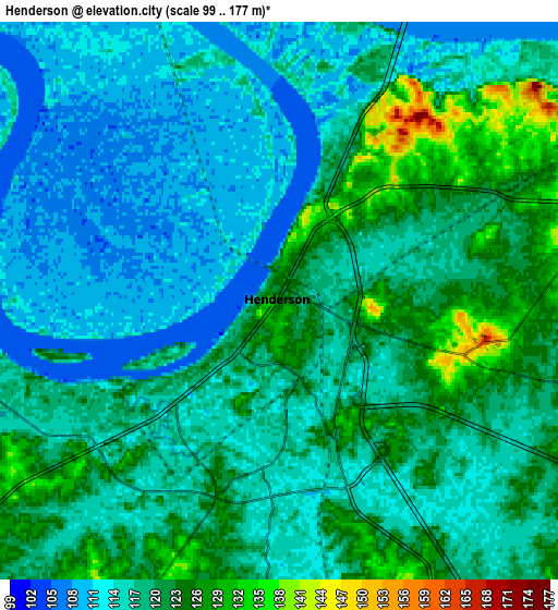 Zoom OUT 2x Henderson, United States elevation map