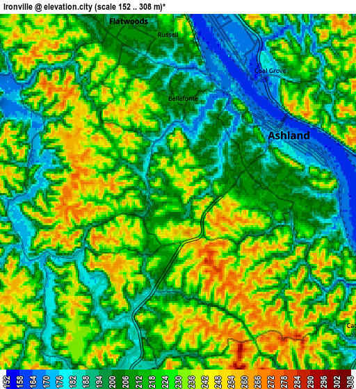 Zoom OUT 2x Ironville, United States elevation map