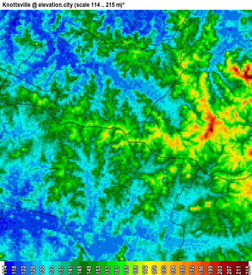 Zoom OUT 2x Knottsville, United States elevation map