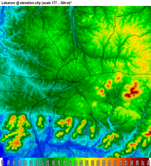 Zoom OUT 2x Lebanon, United States elevation map