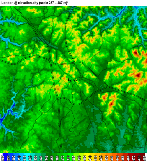 Zoom OUT 2x London, United States elevation map