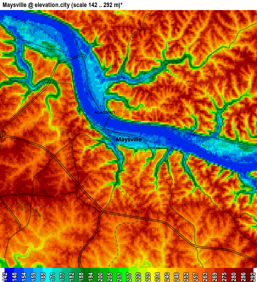 Zoom OUT 2x Maysville, United States elevation map