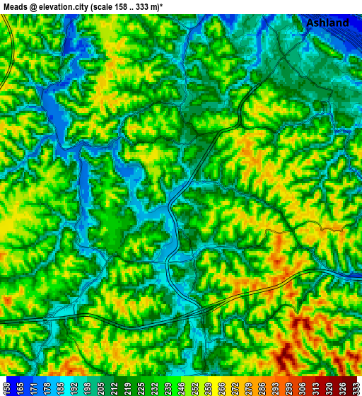 Zoom OUT 2x Meads, United States elevation map