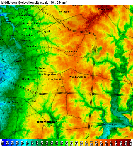 Zoom OUT 2x Middletown, United States elevation map