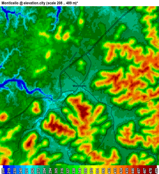 Zoom OUT 2x Monticello, United States elevation map