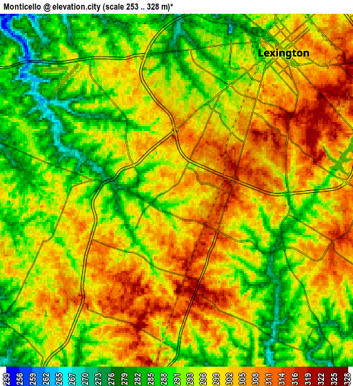 Zoom OUT 2x Monticello, United States elevation map