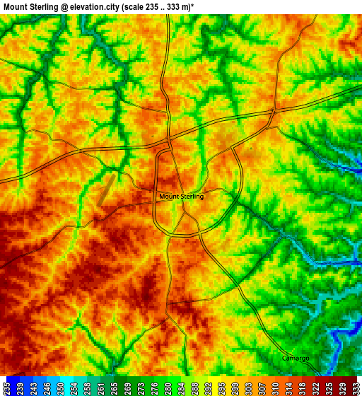 Zoom OUT 2x Mount Sterling, United States elevation map