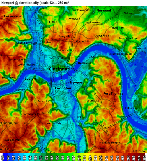 Zoom OUT 2x Newport, United States elevation map