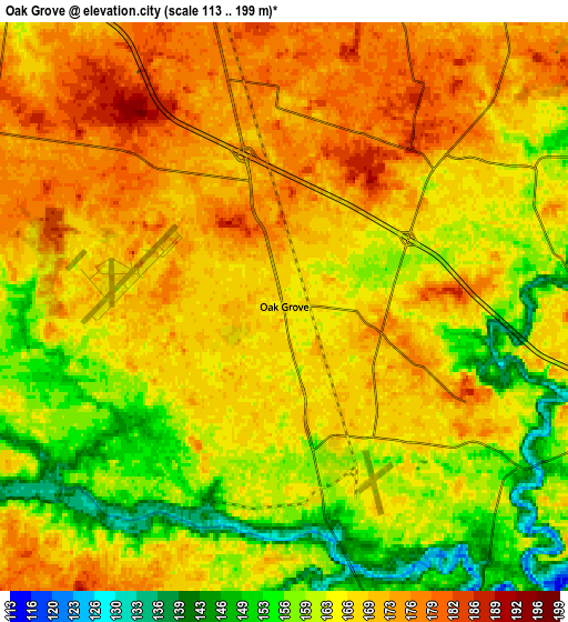 Zoom OUT 2x Oak Grove, United States elevation map