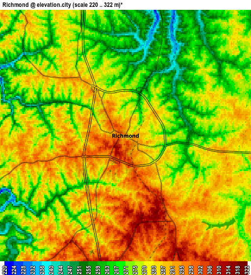 Zoom OUT 2x Richmond, United States elevation map