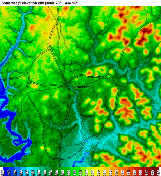 Zoom OUT 2x Somerset, United States elevation map