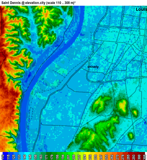 Zoom OUT 2x Saint Dennis, United States elevation map