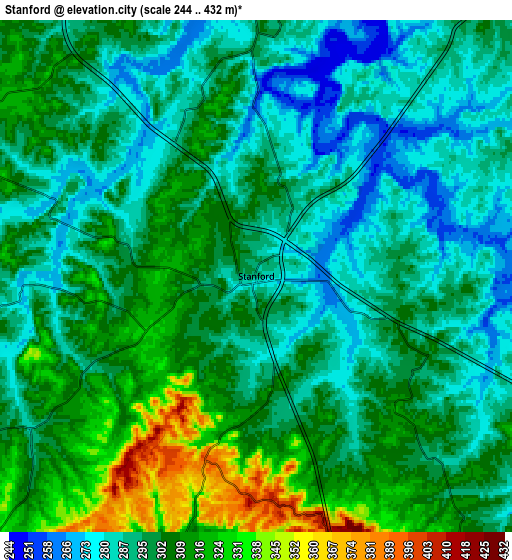 Zoom OUT 2x Stanford, United States elevation map