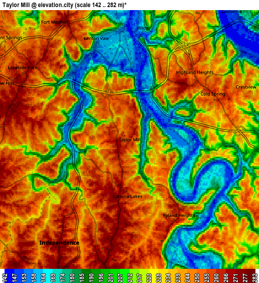 Zoom OUT 2x Taylor Mill, United States elevation map