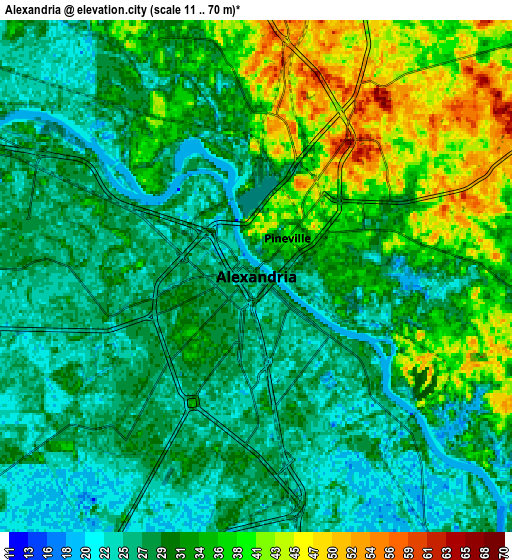 Zoom OUT 2x Alexandria, United States elevation map