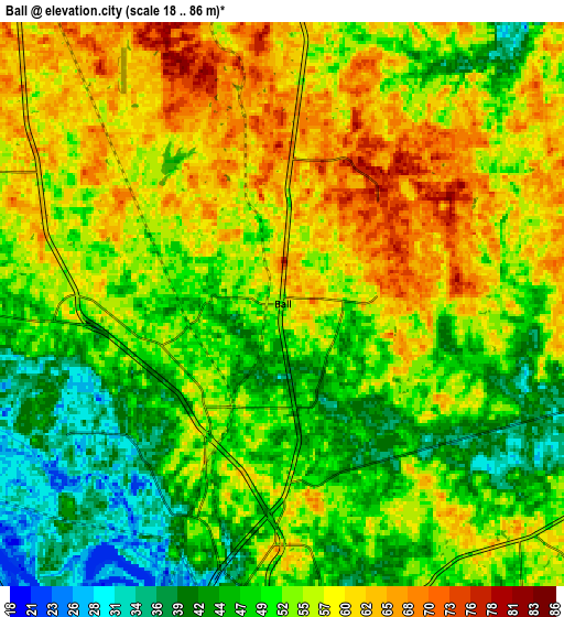 Zoom OUT 2x Ball, United States elevation map