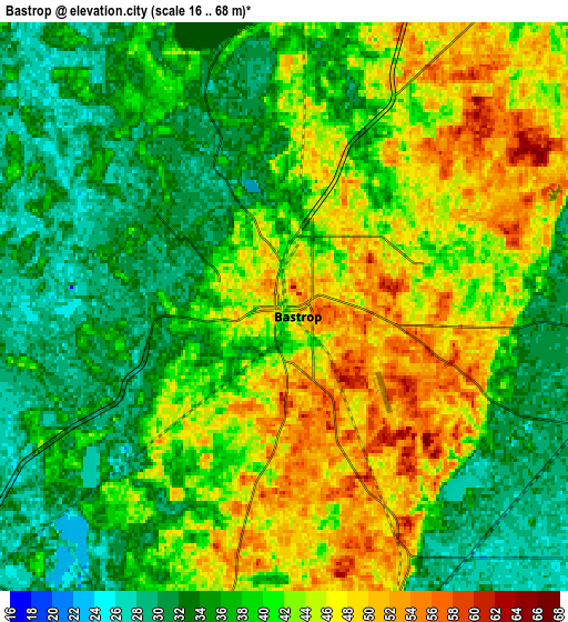 Zoom OUT 2x Bastrop, United States elevation map