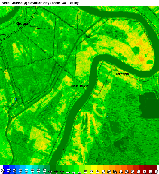 Zoom OUT 2x Belle Chasse, United States elevation map