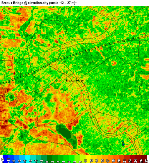 Zoom OUT 2x Breaux Bridge, United States elevation map