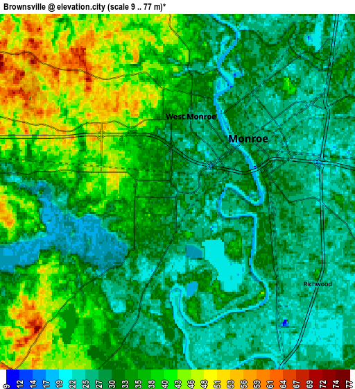 Zoom OUT 2x Brownsville, United States elevation map