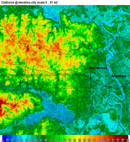 Zoom OUT 2x Claiborne, United States elevation map